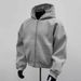 Grey Hooded Zipper Sweatshirt Men's Spring And Autumn Trendy Brand Loose Cardigan Top Jacket_viptrois.com