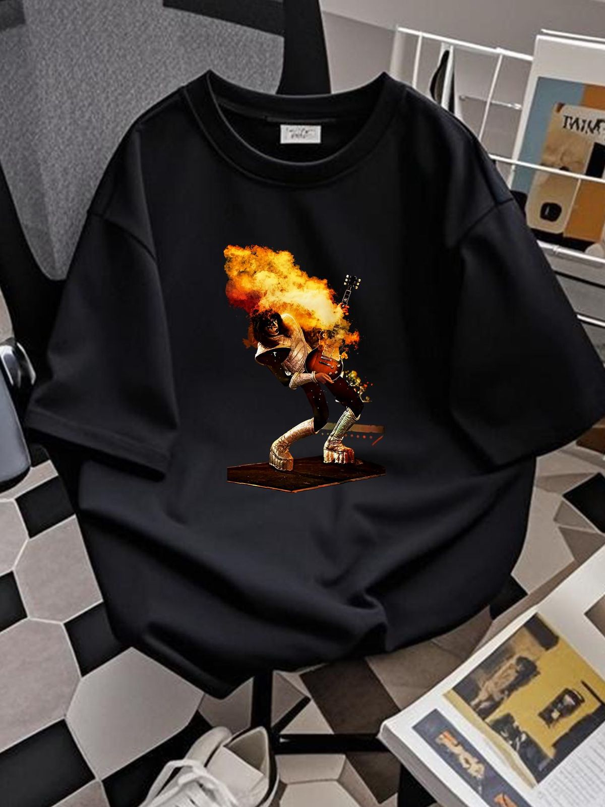 Ace Frehley Guitar T Shirt,, Colorful New,, Graphic Art Painting Shirt.! Comfortable Designer Clothes Casual Fashion Unisex Slightly Versatile_viptrois.com