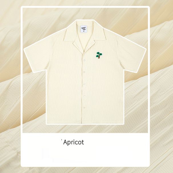 Men's Clothing Summer New Shirt Old Money Style Cuban Collar Pleated Men And Women Retro Vintage Short Sleeved Shirt_viptrois.com