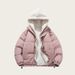 Men's Winter Fashion Hooded Fleece Lined Jacket, Casual Unisex Oversized Coat With Contrast Design, Warm Two-Tone Layered Look For Cold Weather_viptrois.com