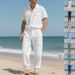 Men's High End Hip Hop Workwear Casual Trousers American Style Loose Fit Sports Suit Short Sleeved Linen Beach Shirt_viptrois.com
