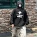 Men's Clothing Korean Version Of The Cross Print Washed Old Casual Loose Hooded Pullover Sweater Men's Vibe Style_viptrois.com