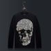 Men's Clothing Trendy Long Sleeved Men's T Shirt Spring And Autumn Round Neck Inner Bottoming Shirt Men's Clothing Modal Hot Diamond Skull_viptrois.com