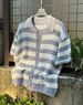 Hollow Knitted Jacquard Striped Contrast Color Short Sleeved Shirt Men's Summer Loose Casual Retro Jacket_viptrois.com