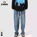 Unisex Vintage Washed Jeans – Loose Straight-Leg Denim Pants With Mud-Dye Effect For Casual & Streetwear_viptrois.com