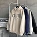 Retro Letter Print Hoodie – Oversized Fleece-Lined Unisex Sweatshirt (M-5XL, Black/Stone Grey/Beige/Navy)_viptrois.com