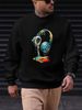 Men's Loose Casual Fashionable Color Headphone Pattern Printed Round Neck Long Sleeved Sweatshirt For Autumn And Winter_viptrois.com