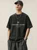 230g Washed Men T-Shirt UNKNOWN STUDIO Globe Letter Print Short Sleeve Crew Neck Casual Streetwear Top_viptrois.com
