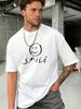 Streetwear Style T Shirt Smile Graphic Design Cotton Blend Fabric Men Casual Wear_viptrois.com