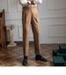 Men's Clothing Casual High Waist Suit Trousers Men Autumn Paris Buckle Business Drape Straight Trousers Naples Retro Drape Suit Trousers_viptrois.com