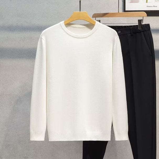 Autumn And Winter Round Neck Sweater, Men's Inner Warm Knit Sweater, Pullover Sweater, Base Sweater_viptrois.com