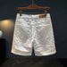 Men's Clothing Light Luxury Trend Slim Fit Casual Ripped Denim Shorts Men Spring And Summer New Fashion Print Five Point Sports Pants_viptrois.com