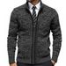 2025 Autumn British Style Fashion Knitwear Cardigan Outerwear Men's Stand Collar Splicing Long Sleeve Casual Slim Kniting Sweater_viptrois.com