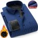 Men's Winter Flannel Long Sleeve Shirt - Thickened Warm Business Casual Striped Shirt For Dad, Comfortable & Stylish_viptrois.com