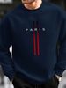 Men's Loose And Casual Fashionable Paris Letter Pattern Printed Round Neck Long Sleeved Sweatshirt Suitable For Autumn And Winter Wear_viptrois.com