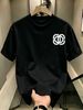 100% Cotton Men Casual T-shirt Interlocking Geometric Pattern Print Crew Neck Short Sleeve Daily Streetwear Top_viptrois.com