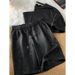Men's Clothing Black Casual Sports Suit Full Of Stars Design Loose T Shirt Shorts Two Piece Suit_viptrois.com