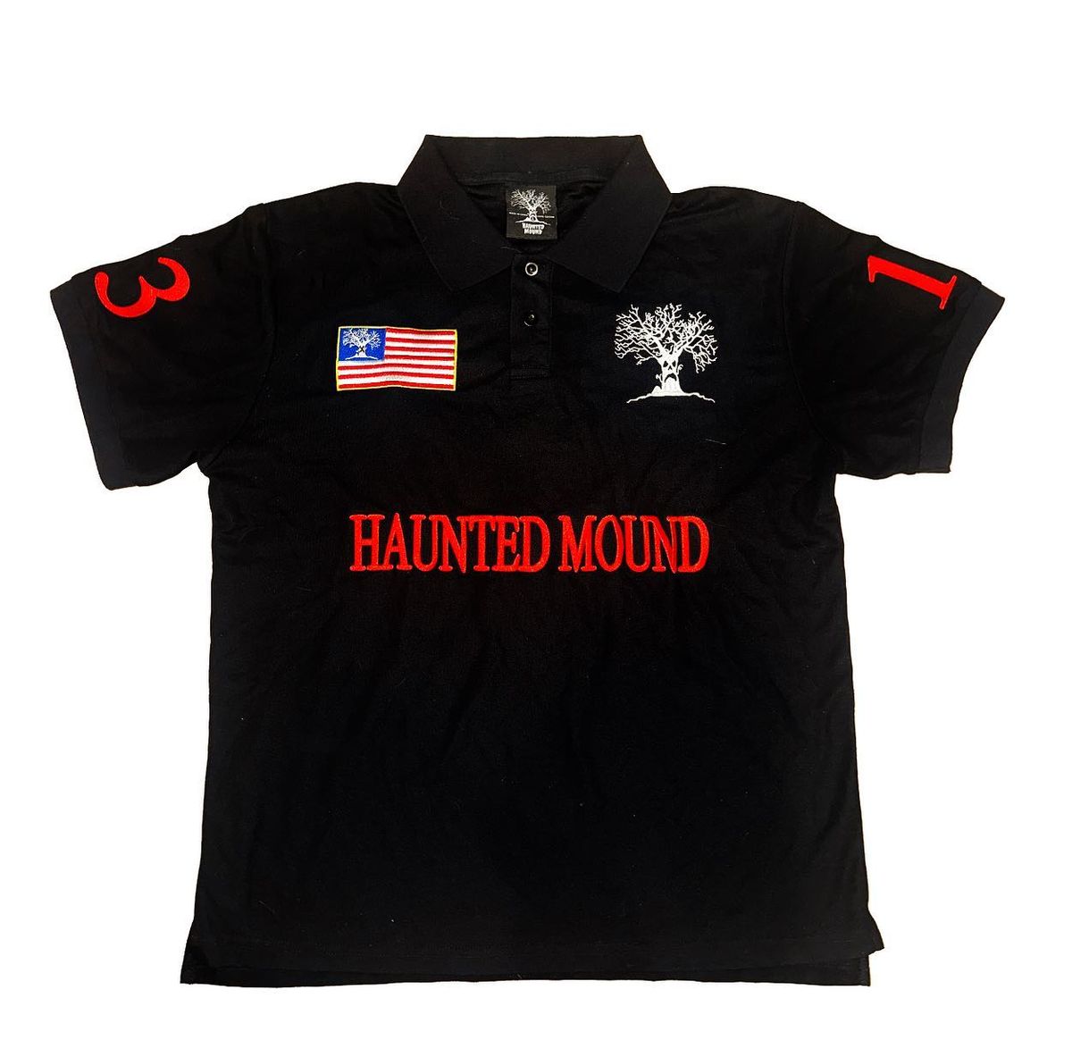 Haunted Mound Polo Shirt America Retro Street Hip Hop Short Sleeve Shirt Y2k Men Casual Embroidery Cotton Top Baseball Clothing_viptrois.com