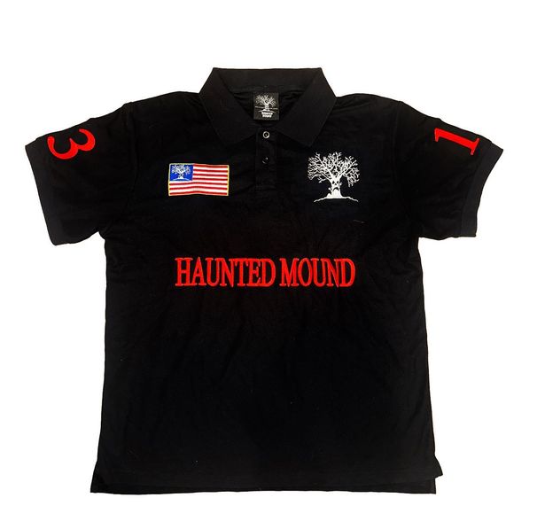 Haunted Mound Polo Shirt America Retro Street Hip Hop Short Sleeve Shirt Y2k Men Casual Embroidery Cotton Top Baseball Clothing_viptrois.com