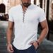Men's Clothing Men's Linen Casual Shirt Plain V Neck Summer Casual Daily Clothing_viptrois.com