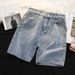 Men's Clothing Denim Loose Straight Simple Shorts Washed Retro Casual Shorts_viptrois.com