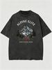 Vintage Washed Cotton T-Shirt, Men's Mountain Forest Graphic, Retro Casual Style, Loose Oversized Tee_viptrois.com