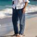 Men's Clothing Men's Linen Solid Color Casual Loose Spring And Summer Breathable Beach Straight Daily Vacation Trousers_viptrois.com