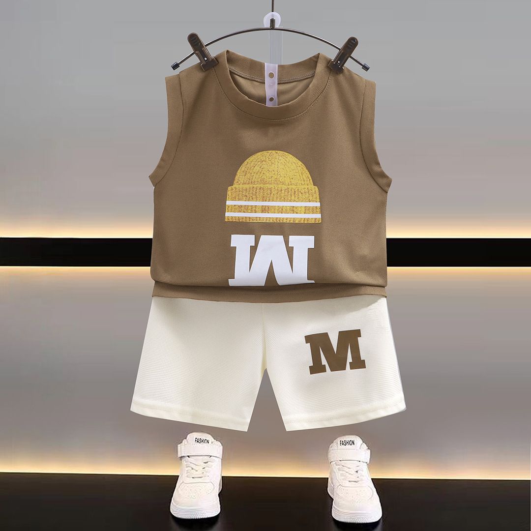 Boys Summer Sleeveless 2024 New Children's Summer Clothing Sports Fashionable Boy Vest Handsome Loose Suit Wholesale_viptrois.com
