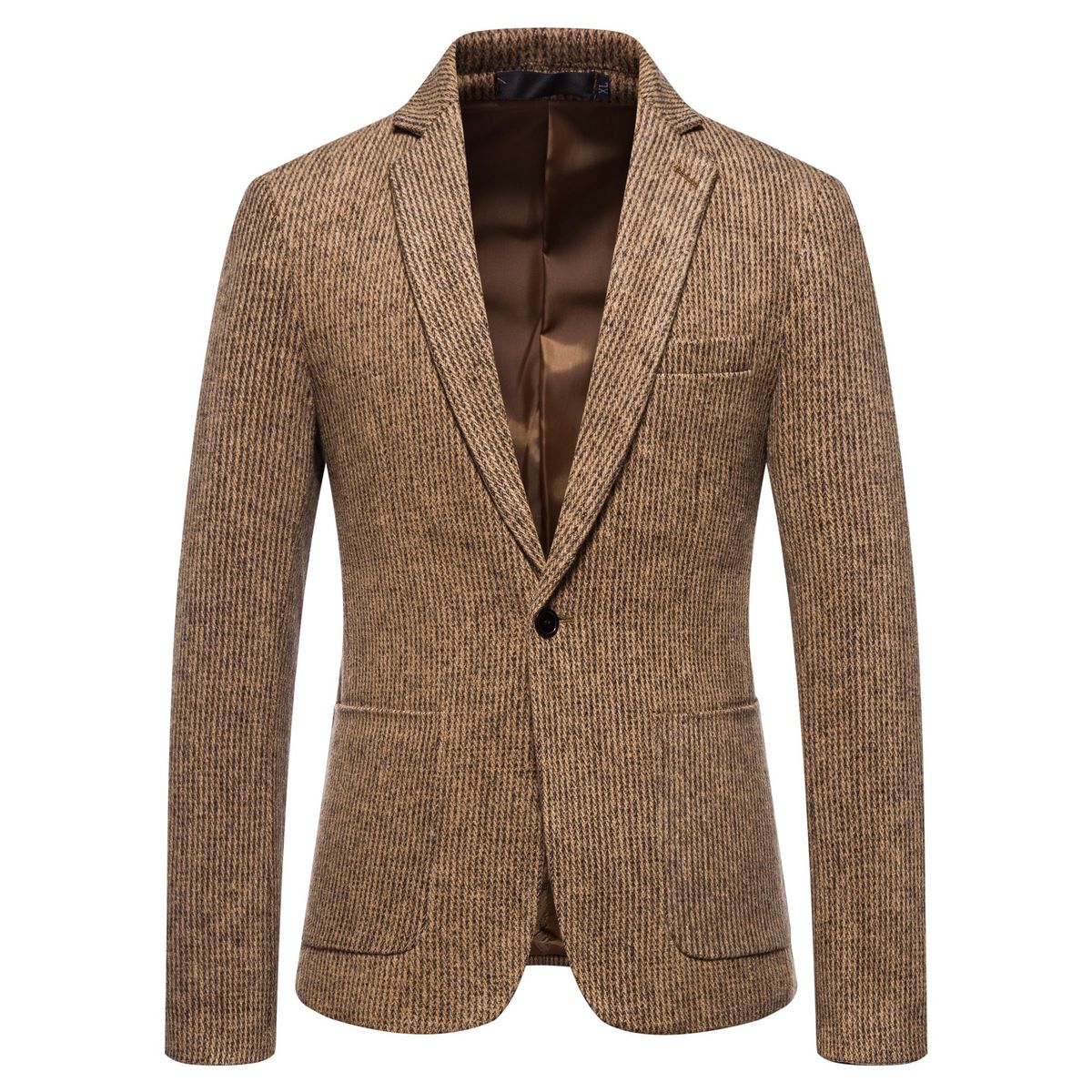1 Autumn Winter New Style Foreign Trade Simple Men's Fashion Suit Business Casual Korean Version Striped Woolen Blazer_viptrois.com