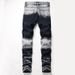 Men's Clothing Elastic Trousers Zipper Decoration Jeans Men's Ripped White Tide Pants Men's Clothing_viptrois.com