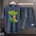 Men's Clothing 2024 Waffle Casual Summer Suit Men's Loose Teen Short sleeved T shirt Shorts Handsome Two piece Suit_viptrois.com