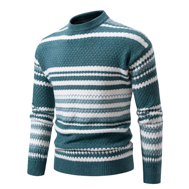 "Men's Crew Neck Pullover Sweater – Plus Size Casual Knitwear, Soft & Warm Autumn/Winter Base Layer (M-XXXL)"_viptrois.com