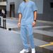 Men's Clothing Summer Heavy Solid Color Jacquard Round Neck Short Sleeved T Shirt Trousers Outdoor Leisure Two Sets_viptrois.com