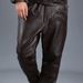 Men's Clothing leather pants cowhide men's middle aged and elderly thick warm loose breeches_viptrois.com
