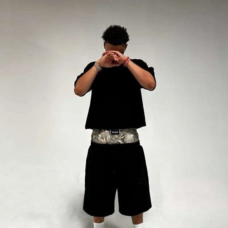 Men's Clothing Retro Double Waist Shorts Men's Loose Fashion High Street European And American Trendy Casual Short Sweatpants_viptrois.com