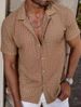 European And American Men's Casual Knitted Shirt, New Men's Summer Style Solid Color Lapel Cutout Breathable Men's Short-sleeved Top_viptrois.com
