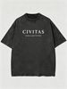 Vintage Washed Double-Sided Print Geometric C Monogram Letter Slogan Heavyweight 230g Cotton Men's Streetwear Tee_viptrois.com