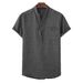 Men's Clothing Shirt Casual Short Sleeved Lapel Shirt Solid Color Men_viptrois.com