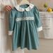 Mother & Kids French rattan flower embroidery doll collar girl dress 2024 autumn style contrast color pure cotton sweet princess dress long sleeve_viptrois.com