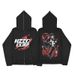 Y2k Women's Gothic Punk Harajuku Autumn Long Sleeve Zipper ENXGMA Printed Hoodie Street_viptrois.com