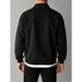 Classic American Crewneck Sweatshirt – Minimalist Pullover With Polo Collar (Black/White, M-XXL)_viptrois.com