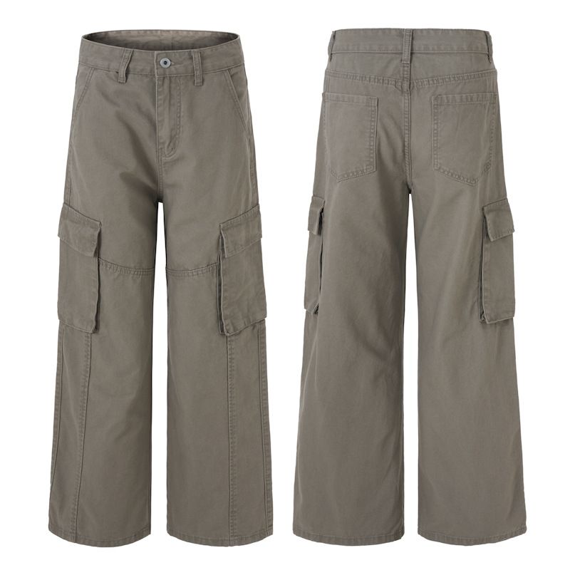 Relaxed-Fit Cargo Pants With Adjustable Waist Workwear Style Drop-Cuff Casual Trousers For Men_viptrois.com
