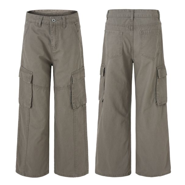 Relaxed-Fit Cargo Pants With Adjustable Waist Workwear Style Drop-Cuff Casual Trousers For Men_viptrois.com