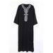 Men's Long Shirt, Casual Youth, Ordinary Black Muslim Embroidered Robe_viptrois.com