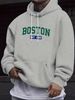 Men's Autumn And Winter Casual Fashionable Loose Hooded Sweatshirt Boston Est 1997 Classic Letter Printed Warm Long Sleeved Pullover_viptrois.com