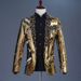 CT Men's Sequin Turn-down Green Fruit Collar Suit Stage Performance Outfit Nightclub Bar DJ Singer Host Trendy Top_viptrois.com
