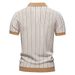 2025 Summer New Men's Short Sleeved Knitted Stripe Fashion Business Polo Shirt For Men_viptrois.com