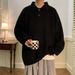 Button Lapel Solid Color Knitted Sweater For Men, Fashionable, Casual, Minimalist Design, Long Sleeved_viptrois.com