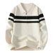 Men's Winter Fashion Lapel Zipper Sweater Striped Knitted Sweater_viptrois.com