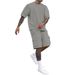 Men's 2-Piece Summer Outfit | Loose Fit T-Shirt & Shorts Set | Breathable Polyester | Grey/Apricot/Green/Black/White/Dark Green/Orange_viptrois.com